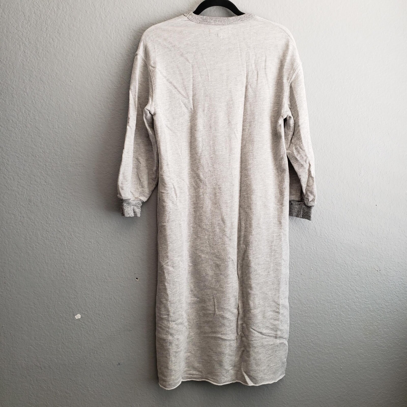 The Great Dress Size 1/S Heather Gray Crew Neck Long Sleeve Cotton Pullover Midi