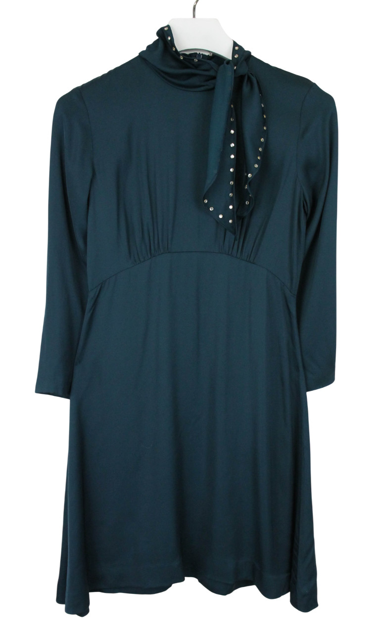Sandro Dress Womens (EU) 38 Long Sleeve Embellished Satin Mini
