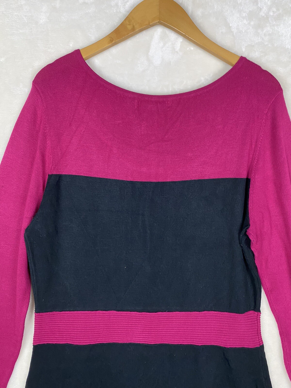 Artisan Knit Sweater Dress Womens Large A-Line Colorblock Stretch Office Work