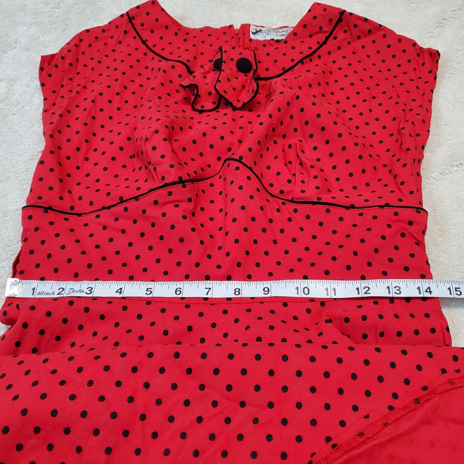 Hell Bunny Vixen Red Black Polka Dot Sweetheart Retro Y2K 50s Rockabilly Dress L