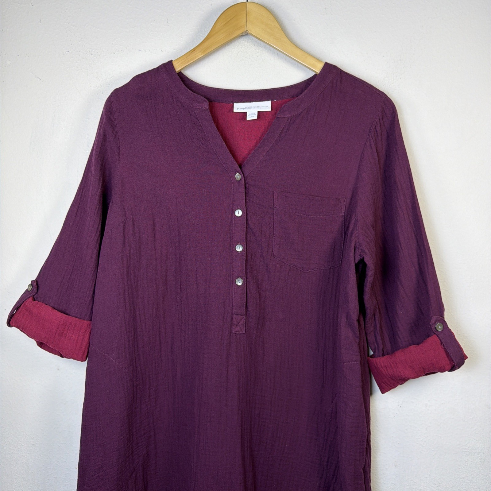 J. Jill purejill petite medium Stretch Plum Purple colorblock Dress mini casual