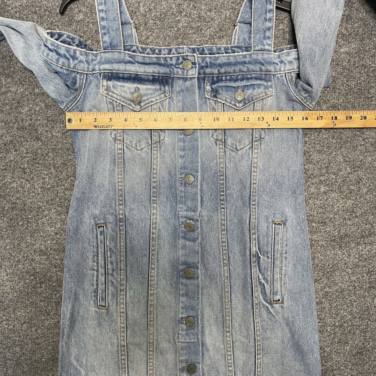 Grlfrnd Denim Cold Shoulder Button-Front Dress XS Light Wash Casual Chic