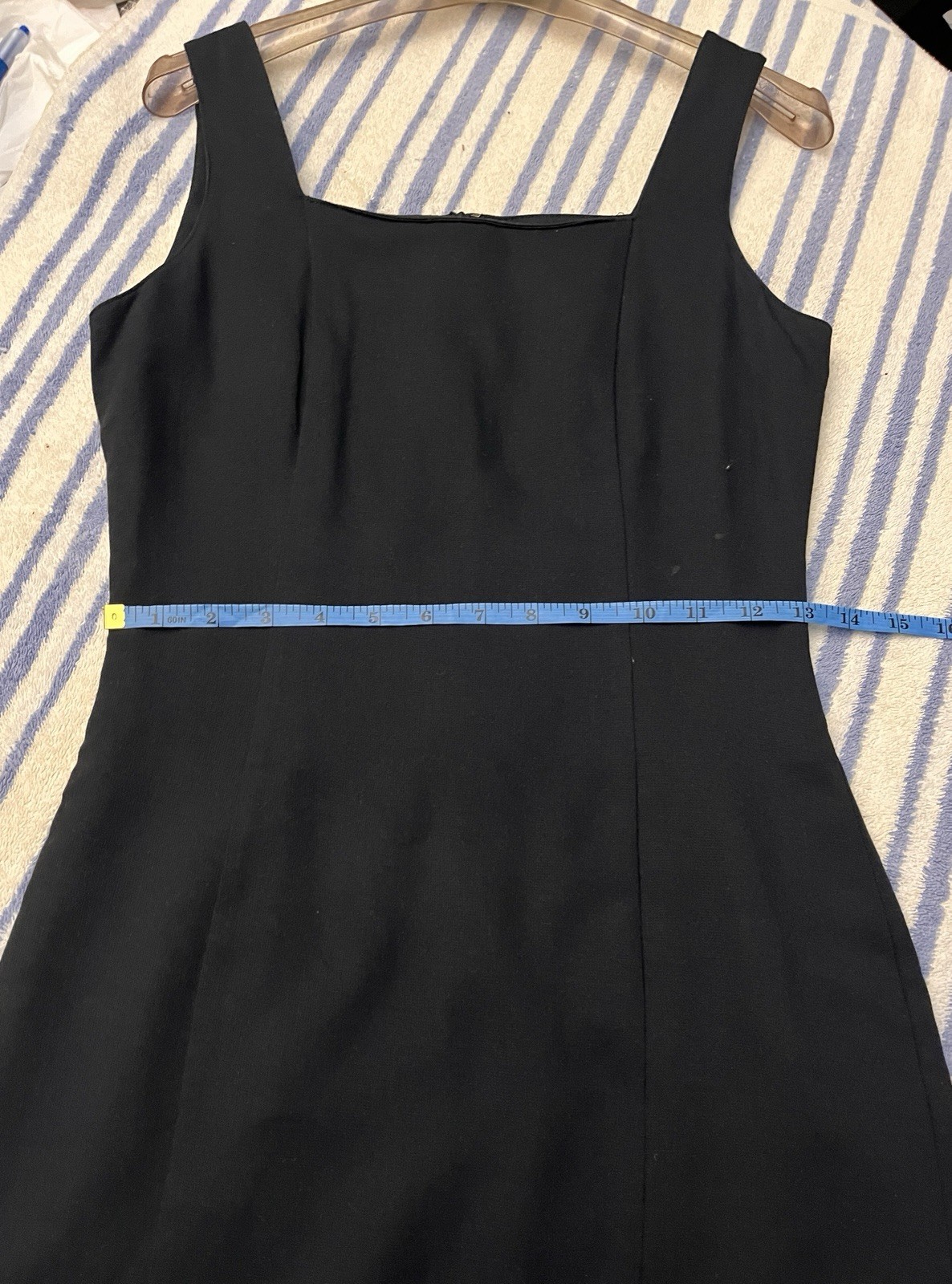 Azona Dark Blue Solid Sheath Dress Square Neck Sleeveless Zip Lined Knee 36