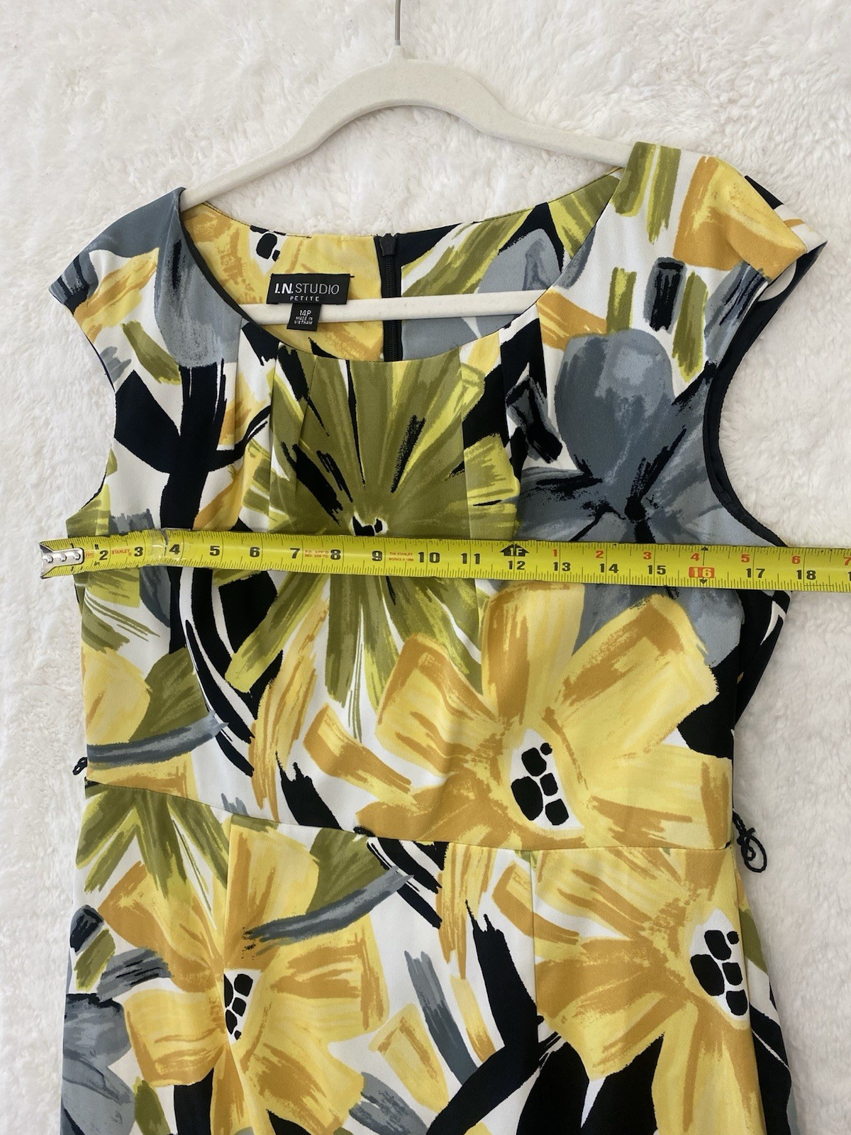 Womens Tropical Floral Sleeveless Sheath Dress Size 14 Petite Summer Chic