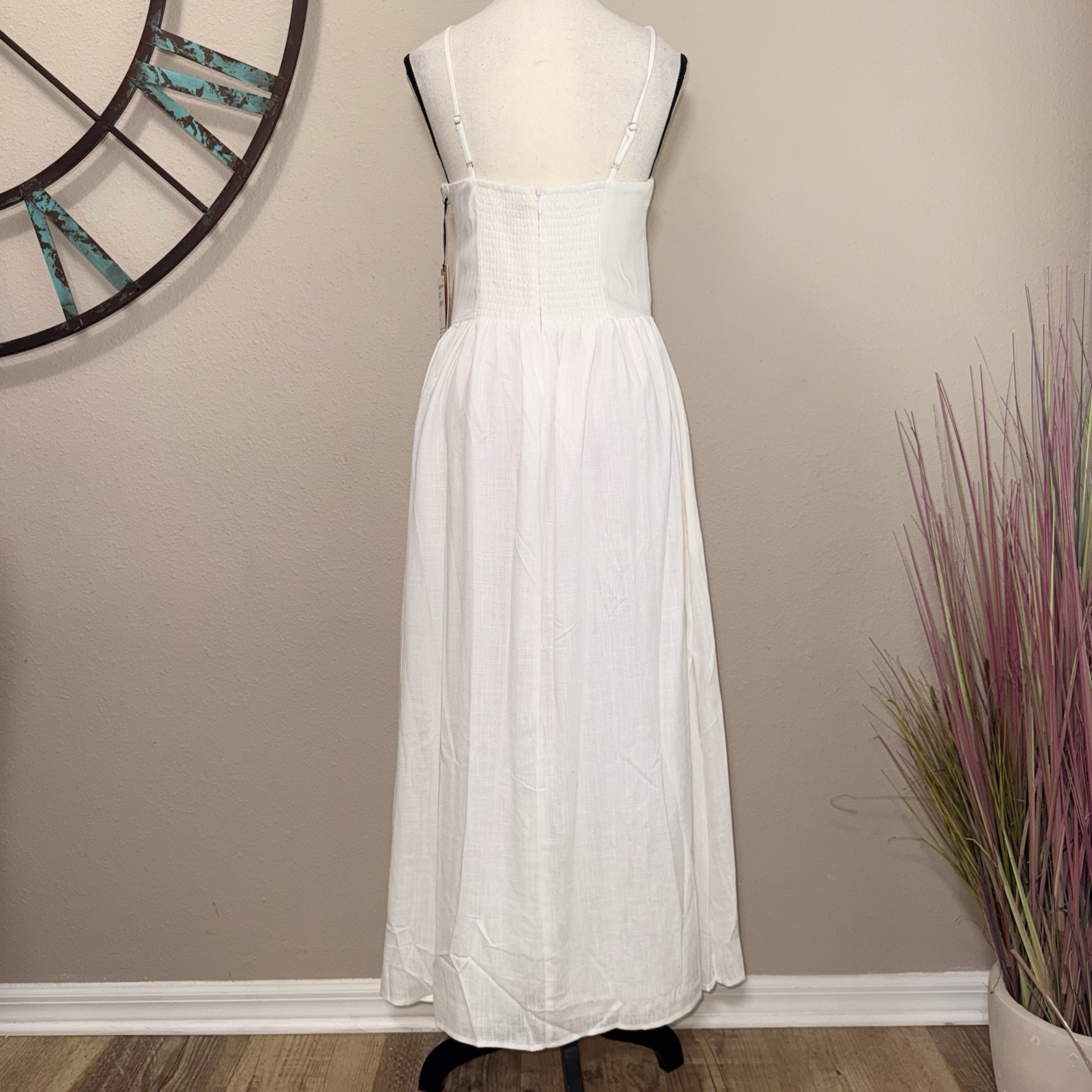 Halogen Spaghetti Strap Dress Size Small NWT White Lined Maxi