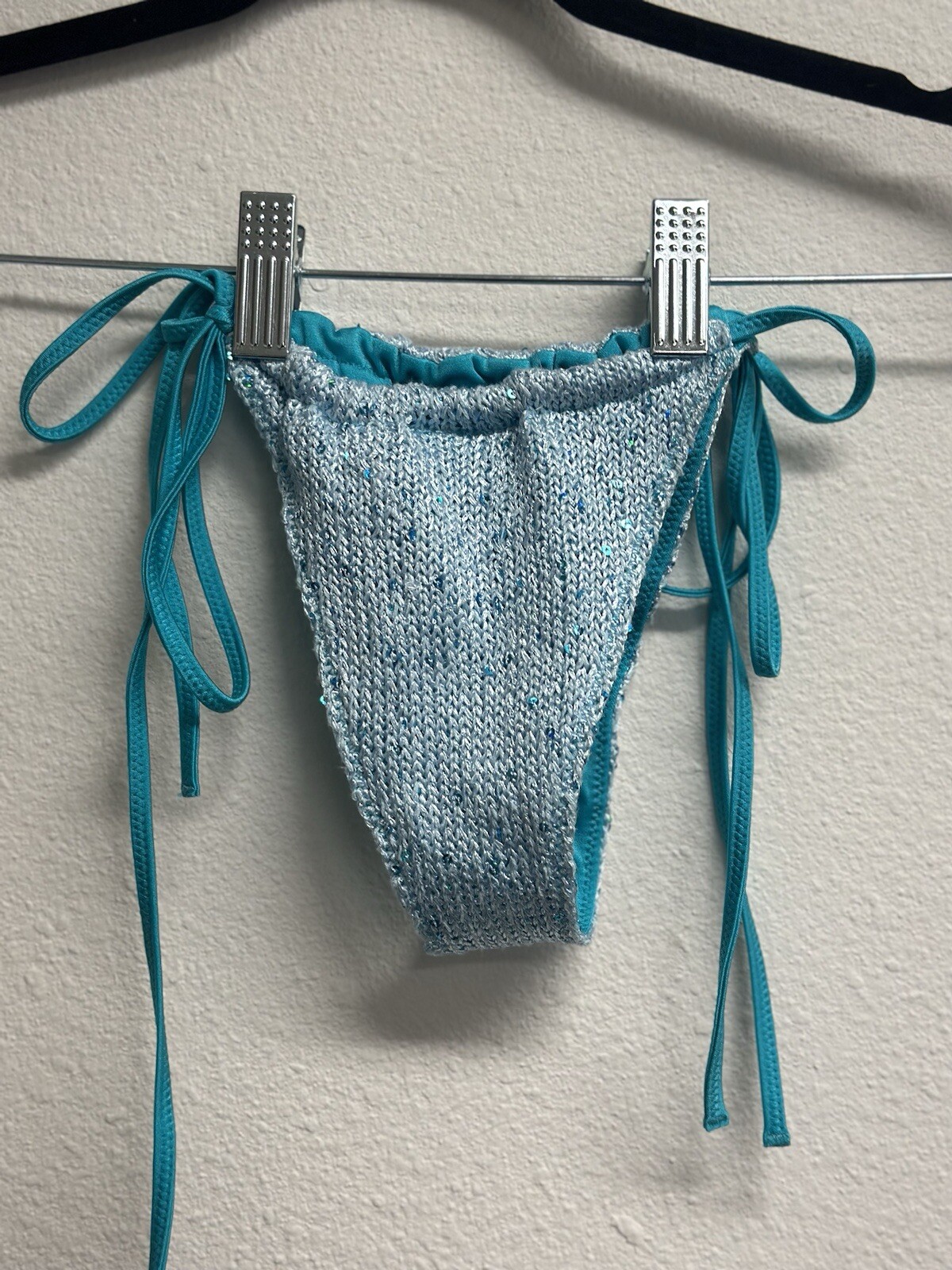 NWOT Asta Resort Lio Bikini Bottom- Blue Sequin – Size: Small.