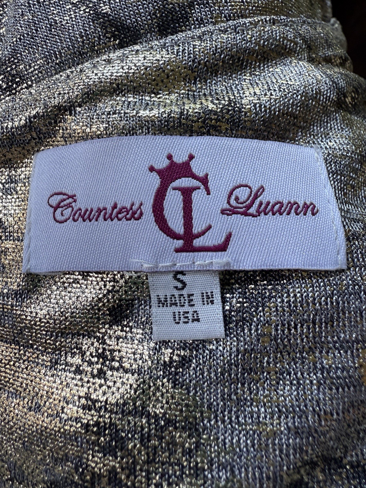 Countess Luann Metallic silver and gold asymmetrical muni Dress, size small