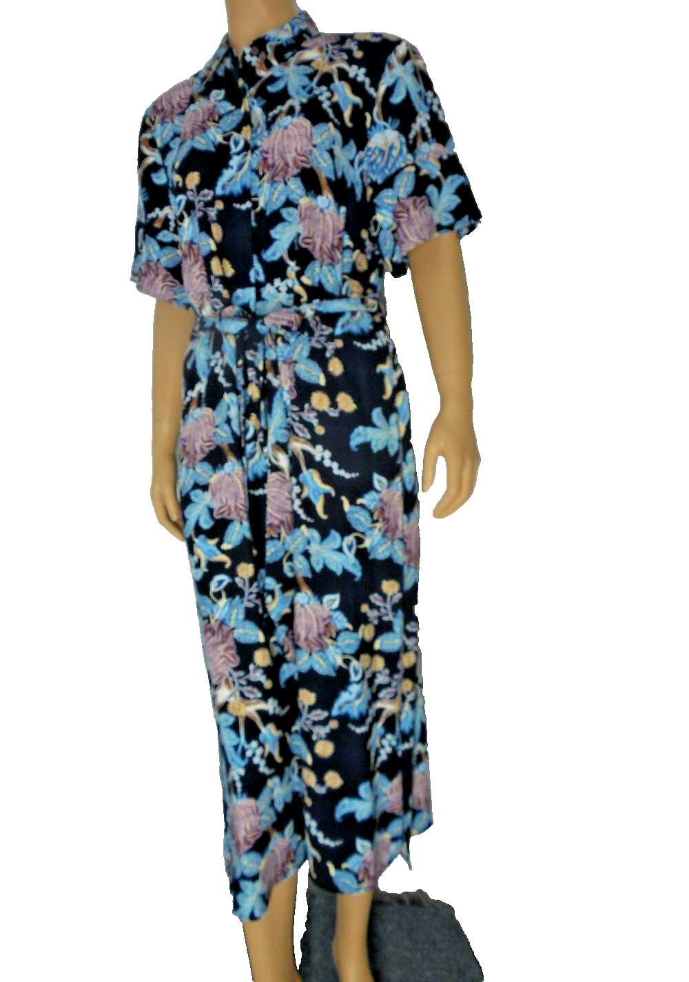 VINCE CAMUTO Midi Shirt Dress size Medium blue floral print Mystic Blooms NWT