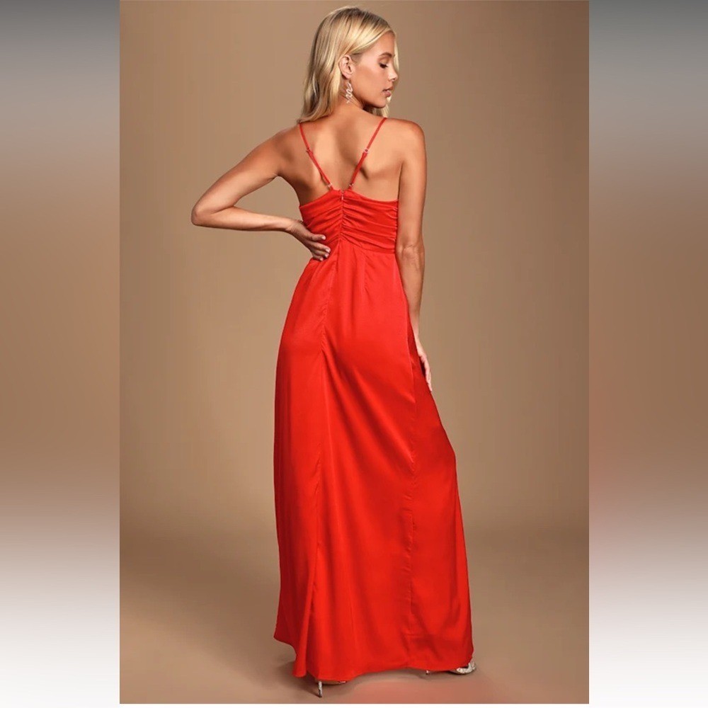 Renata Red Print Satin Dress