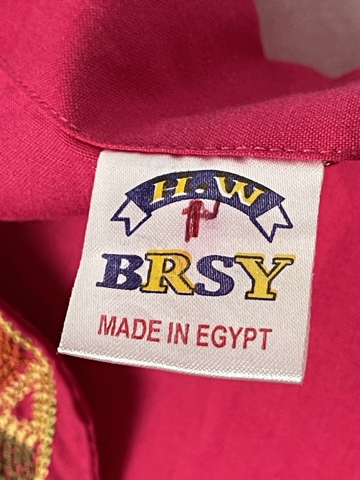 BRSY Egypt Pink Hand Embroidered Kaftan Approx M/L Long-Sleeve Dress Boho Cotton