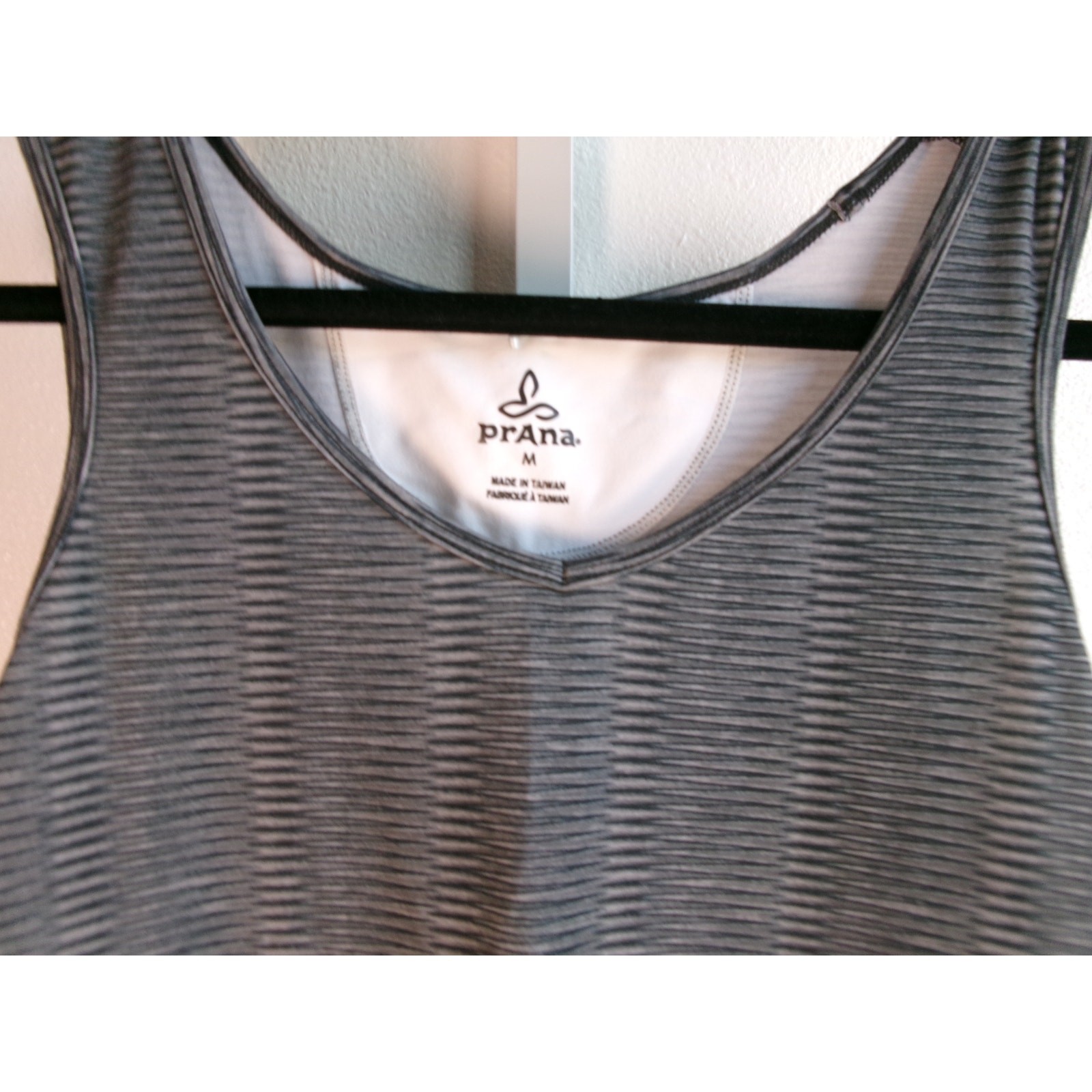 Prana Gray Striped Racerback Athletic Dress Built In Shelf Bra Medium