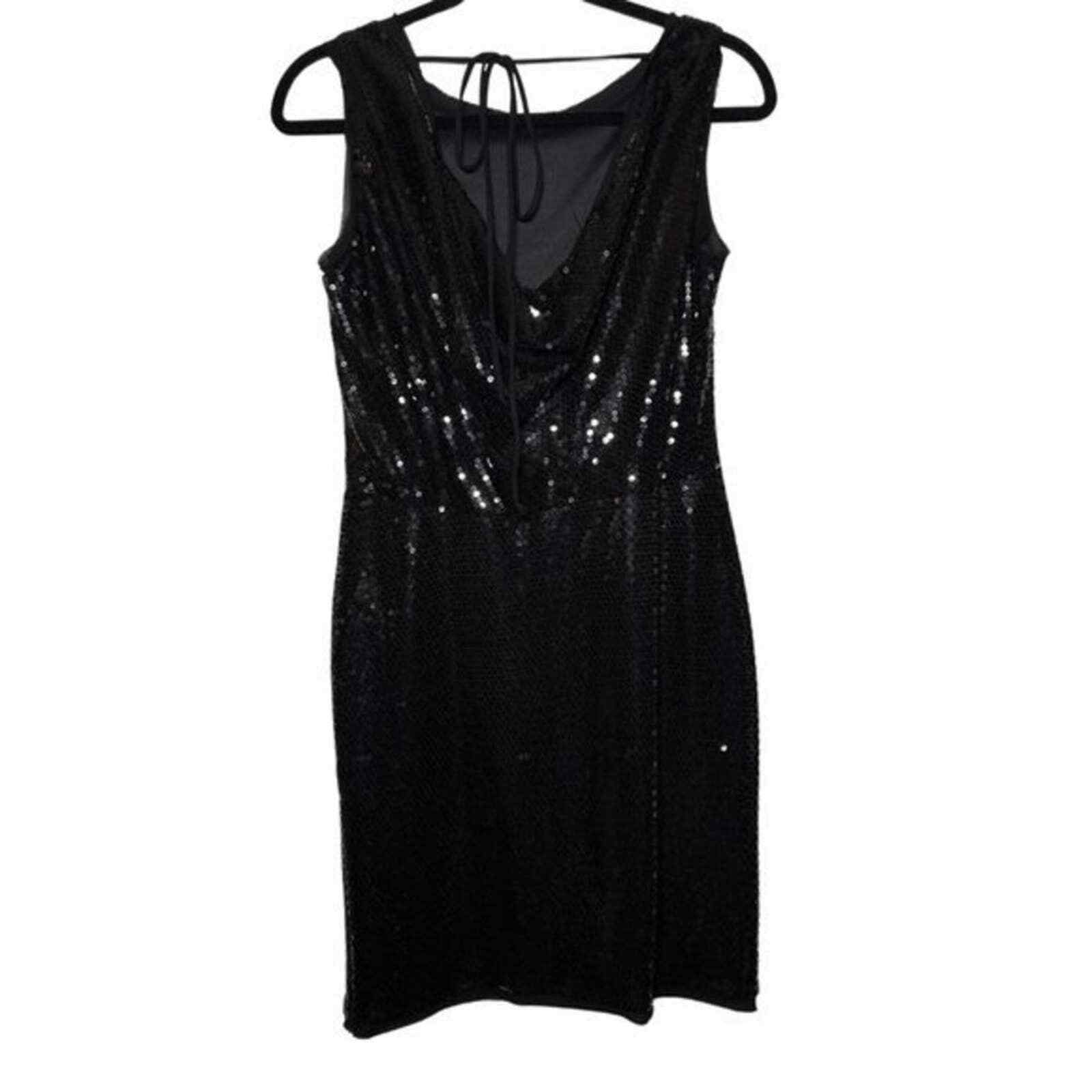 Cynthia Rowley Tie-Back Black‎ Sequin Dress