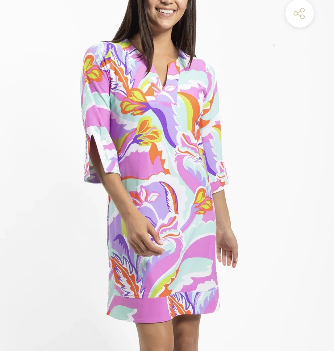 Jude Connally Megan Women’s Tunic Dress Mod Floral Seamist Size M NWOT