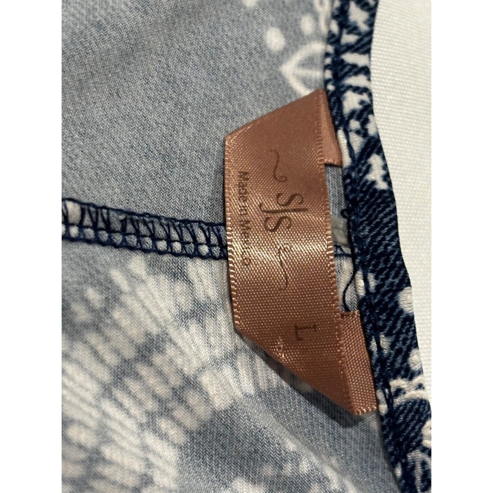 SJS Sz L Printed Jacquard Sleeveless Shift Dress Nautical Coastal comfy Preppy