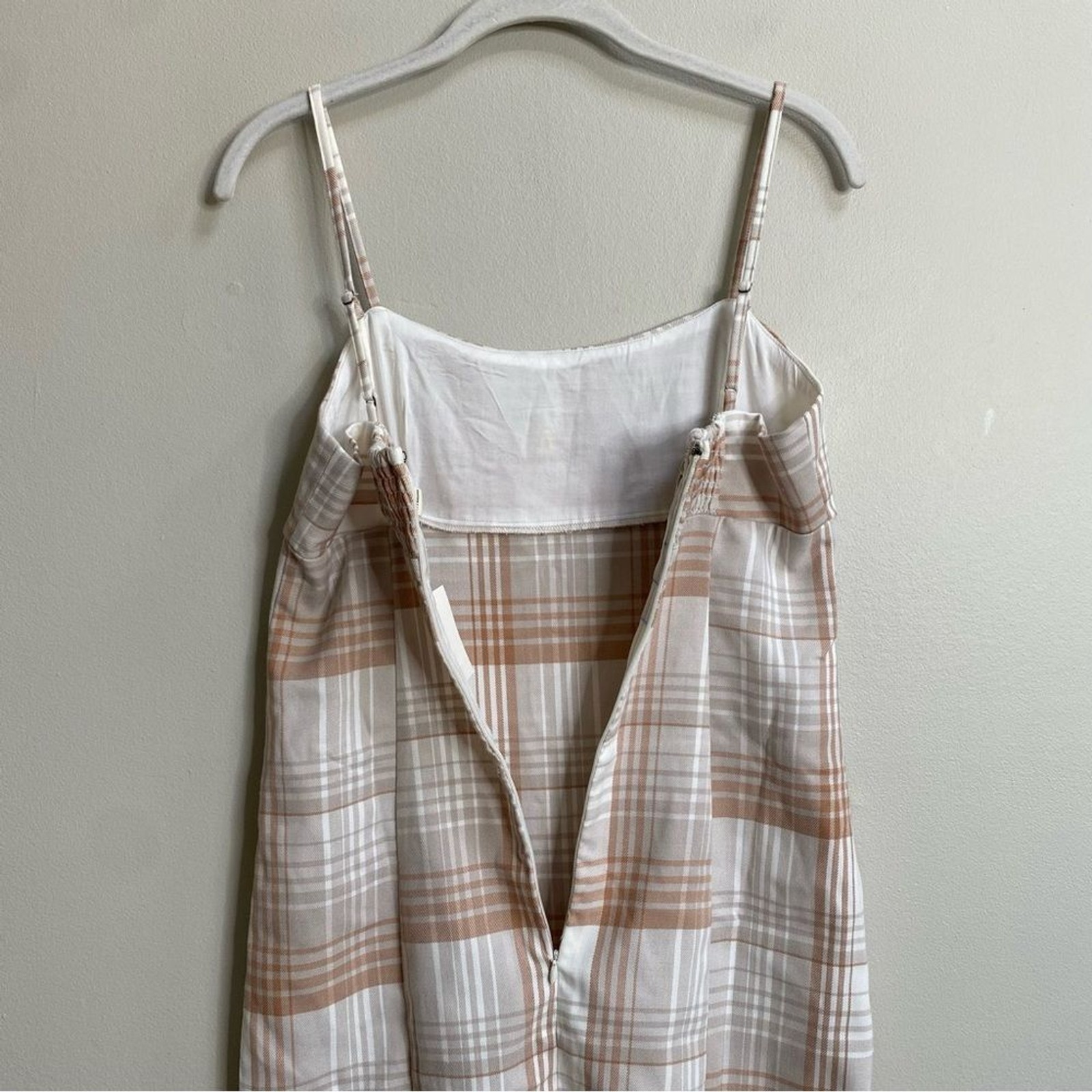NWT Aeropostale Cream Tan Plaid Y2K Mini Dress Size Small