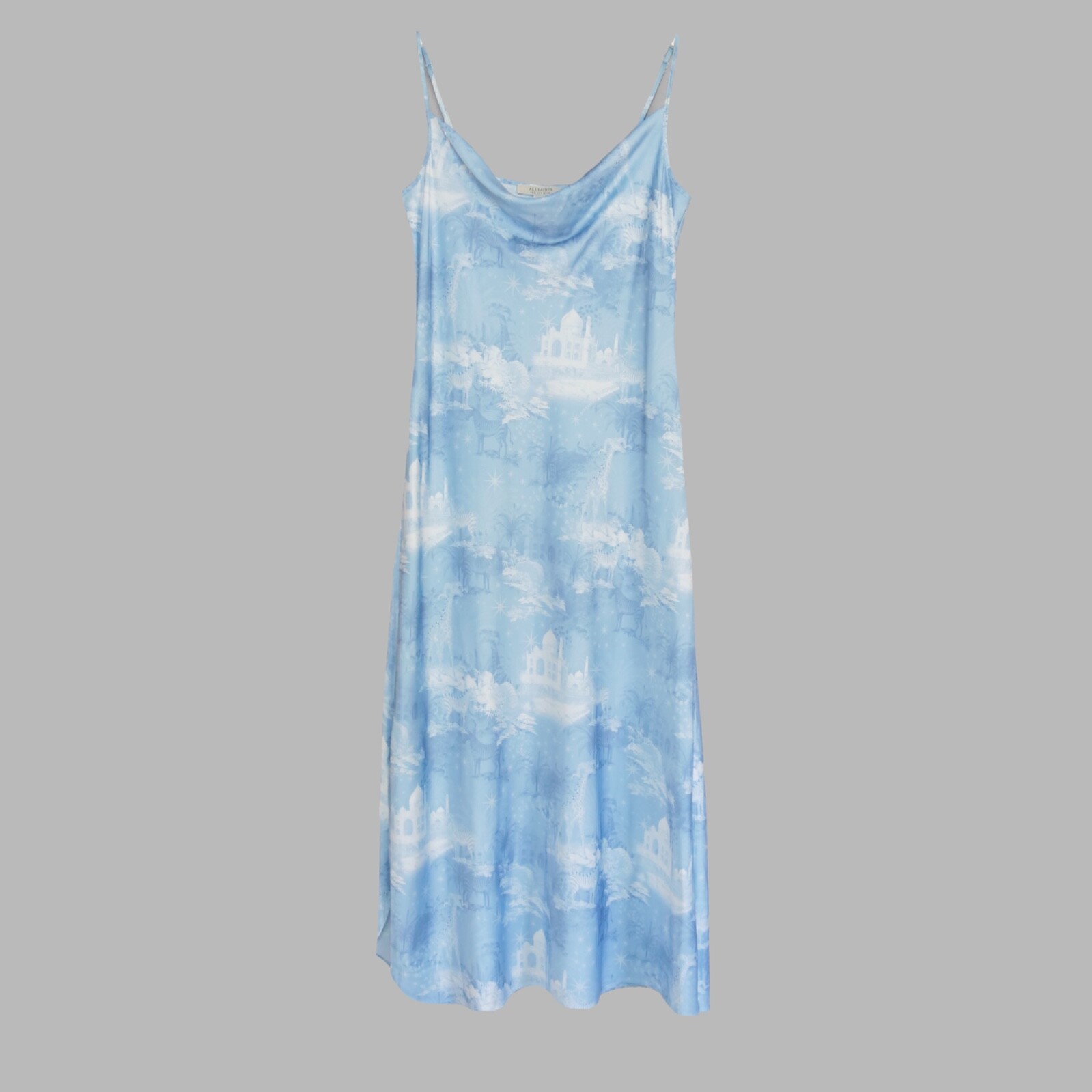 AllSaints Hadley Tajpur Blue India Print Cami Slip Midi Dress | UK 8