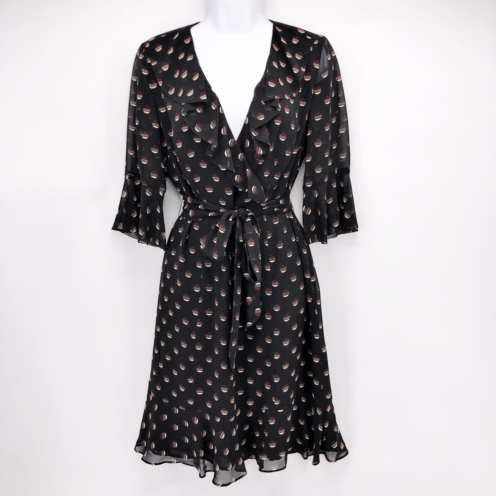Ann Taylor Loft Size 4 w/ Tie & Ruffled Details 3/4 Sleeves Professional Dress