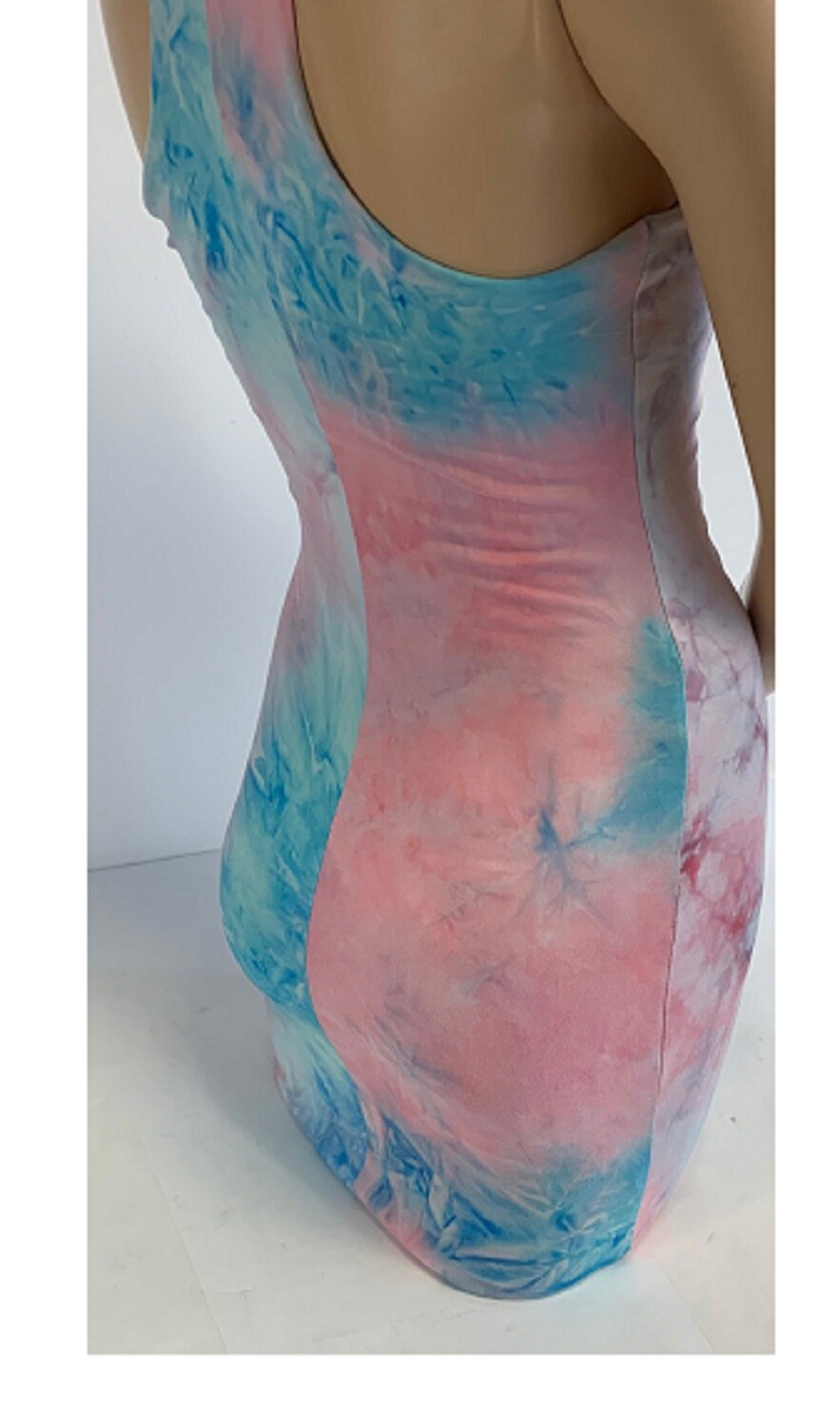 Dress Tie Dye Racerback Lined Body Contour Scooped Neck Summer Pastels S M L XL