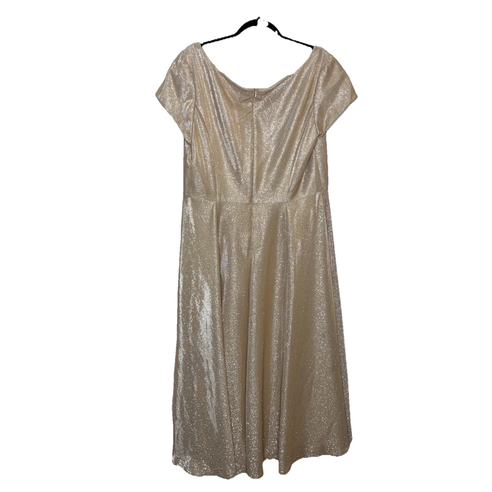 Jules & Cleo Gold Glitter Cap Sleeve Side Split Formal Dress Size 18 Plus Womens