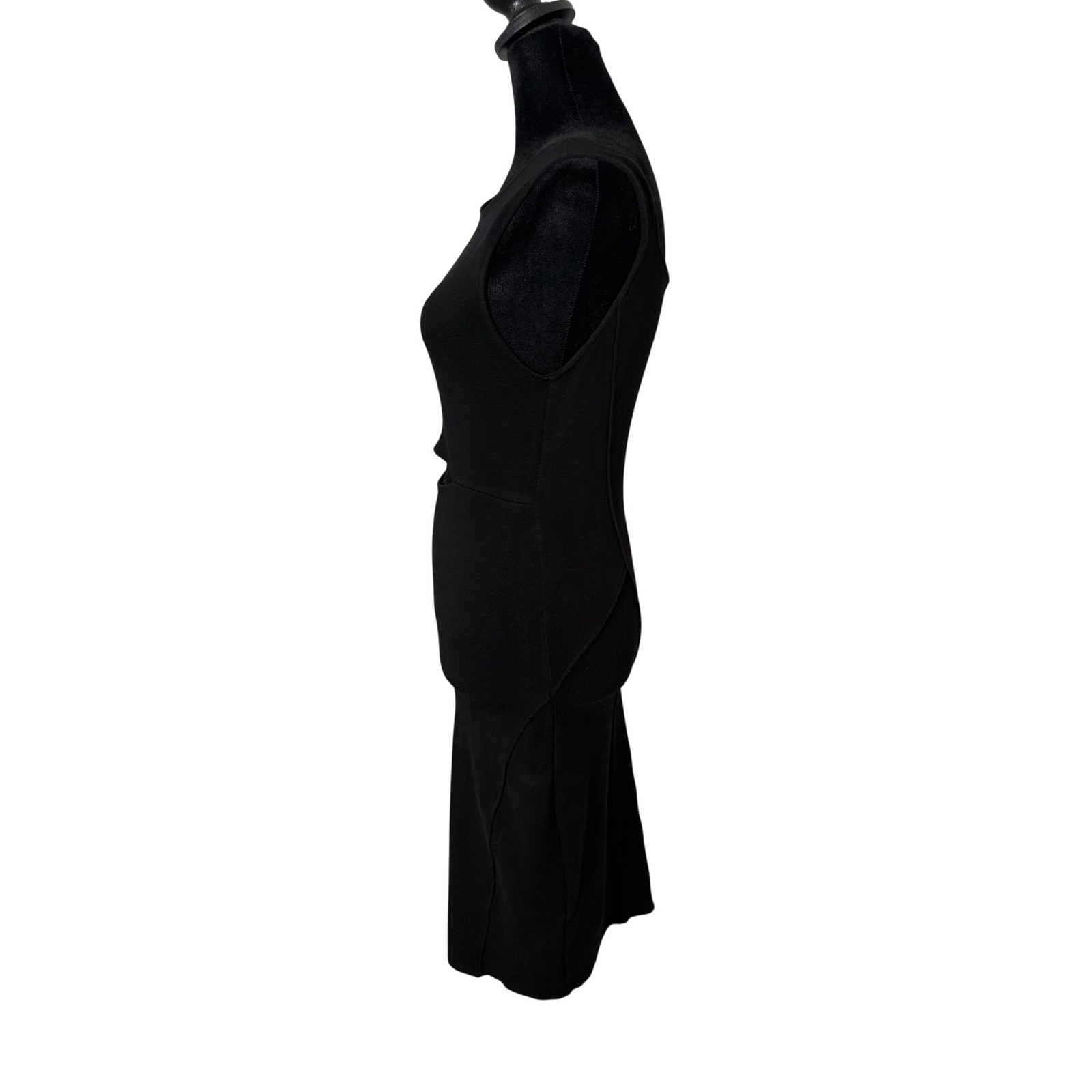 Helmut Lang Black Cutout Bodycon Sheath Short Dress Size M Gala Knit Stretch