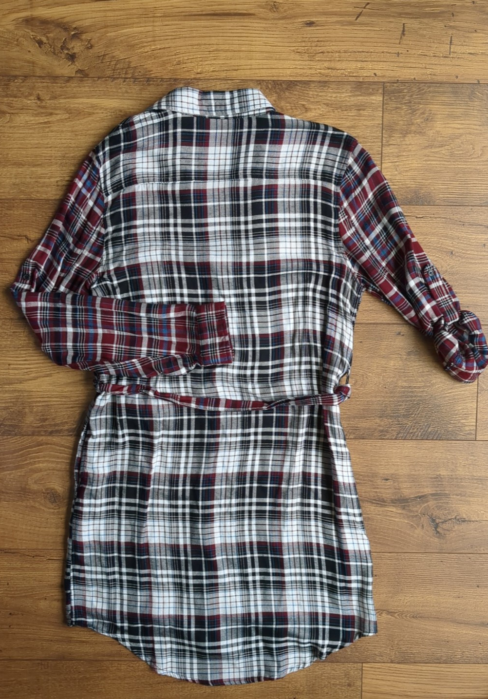 Aqua Womens Sz S Multi Plaid Collared Roll-Up Sleeve Shirt Dress
