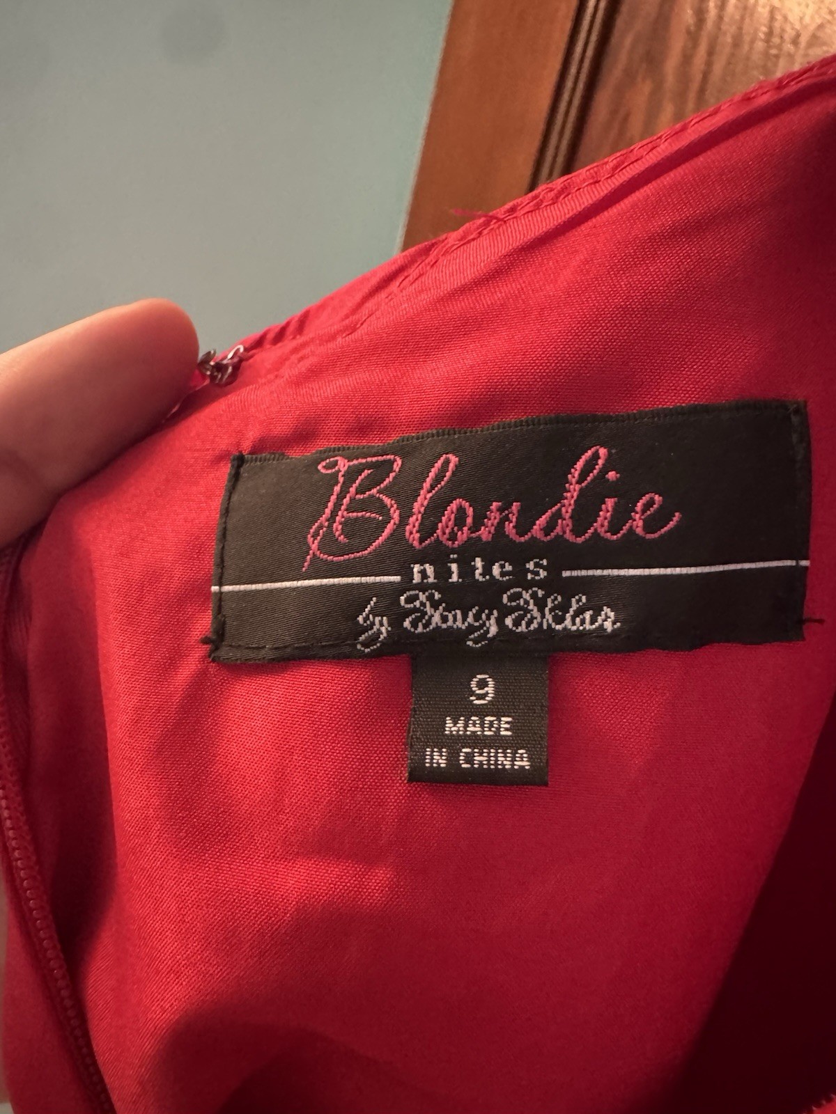 Blondie Nites by Stacy Sklar Red V-Neck Lace Bodice Lace-Up Long Gown 9