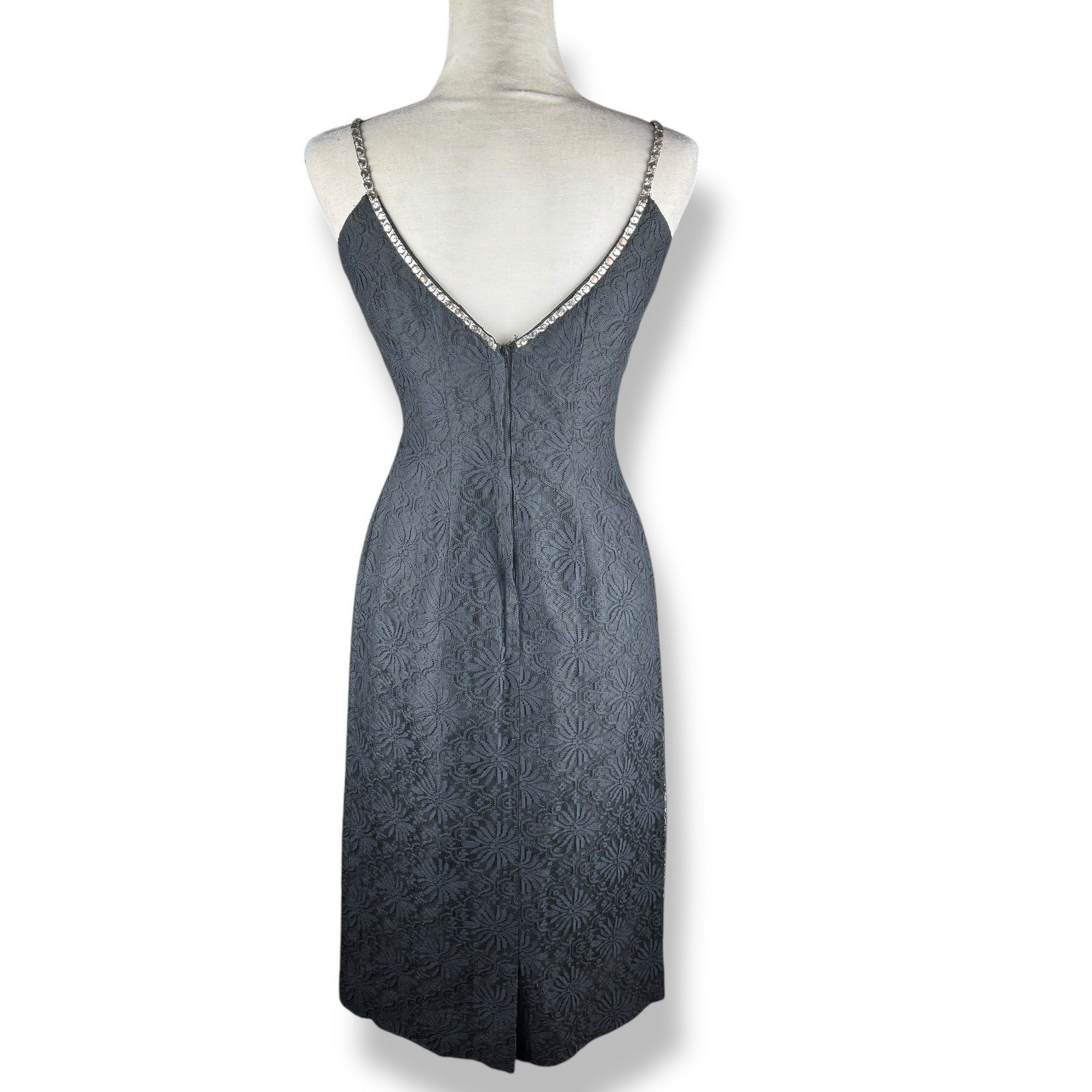 Lilli Diamond Black Lace Wiggle Dress Womens Size Small Glam Vintage 50s 60s