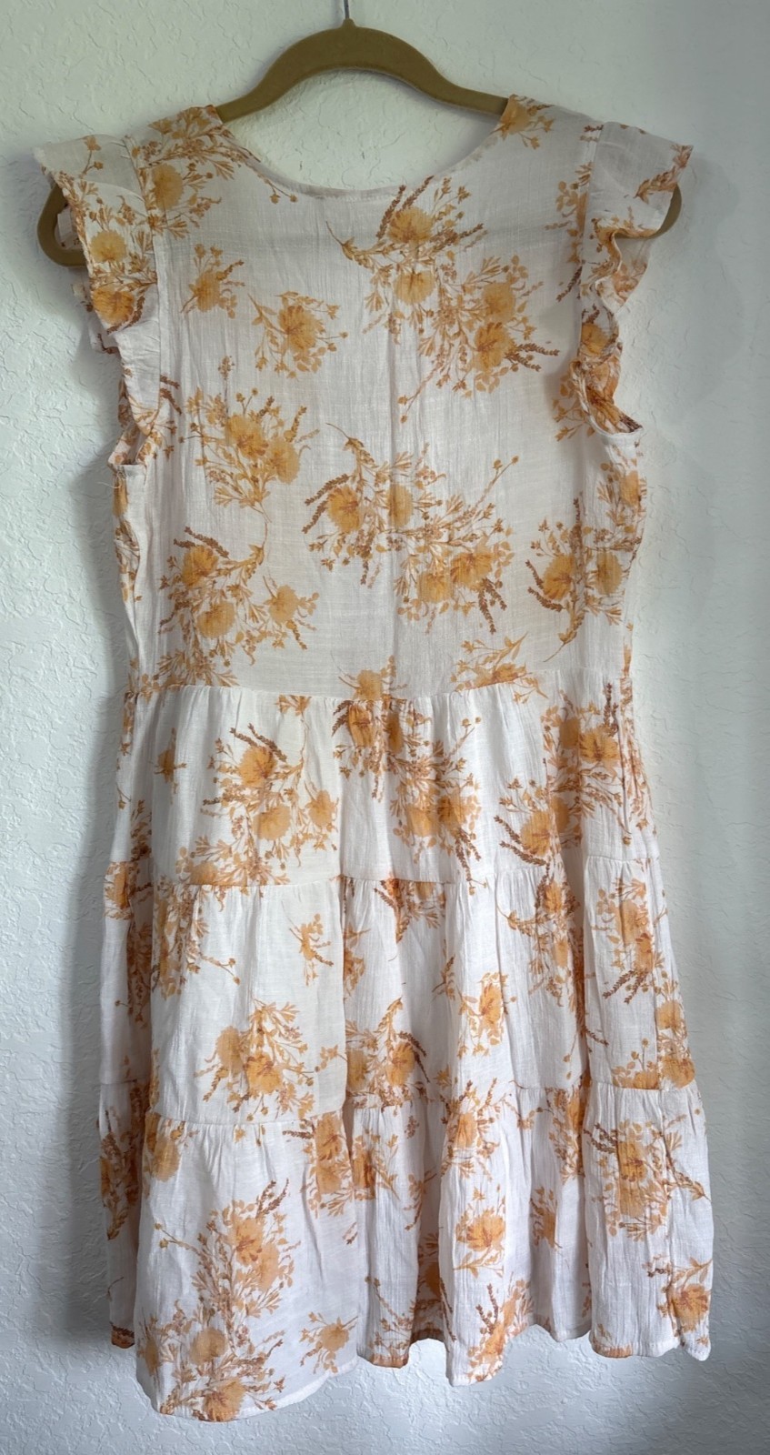 Sweet Wanderer Floral Button Front Sleeveless Tiered Dress With Ruffle Sleeves O