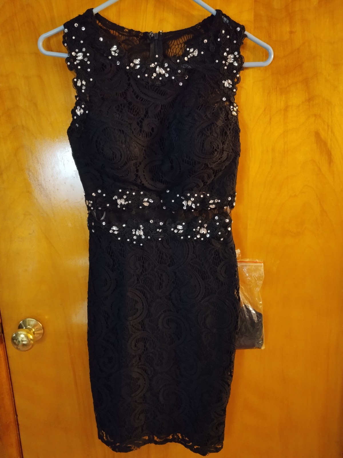 Dancing Queen Black Lace Sleeveless Dress Special Occasion Rhinestones NWT XS
