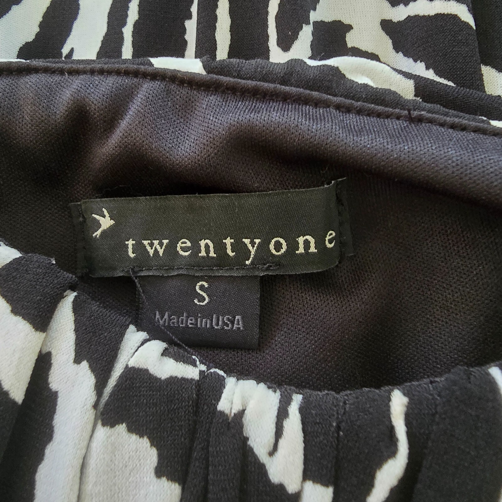 Twenty One Mini Dress Tunic Top Adj Straps Black And White Women Sz S USA Made