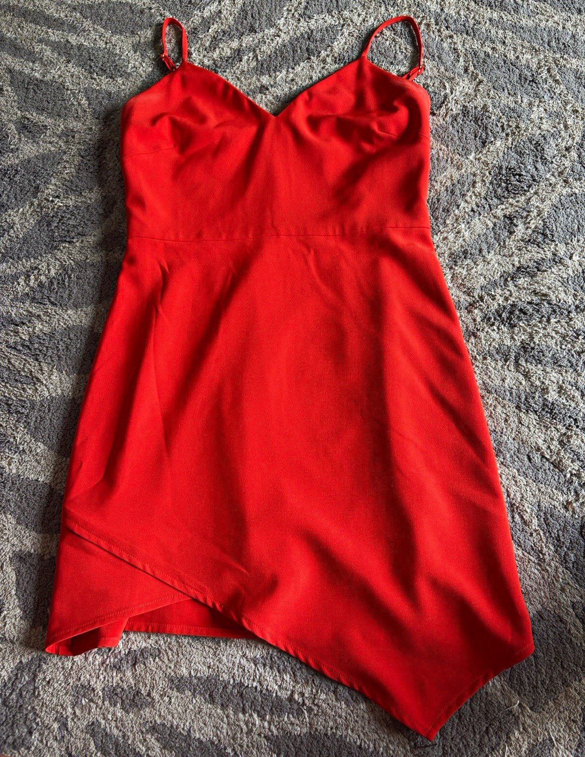 Women’s Red Solid Sweetheart Neck Strappy Sleeveless Mini Dress Size S