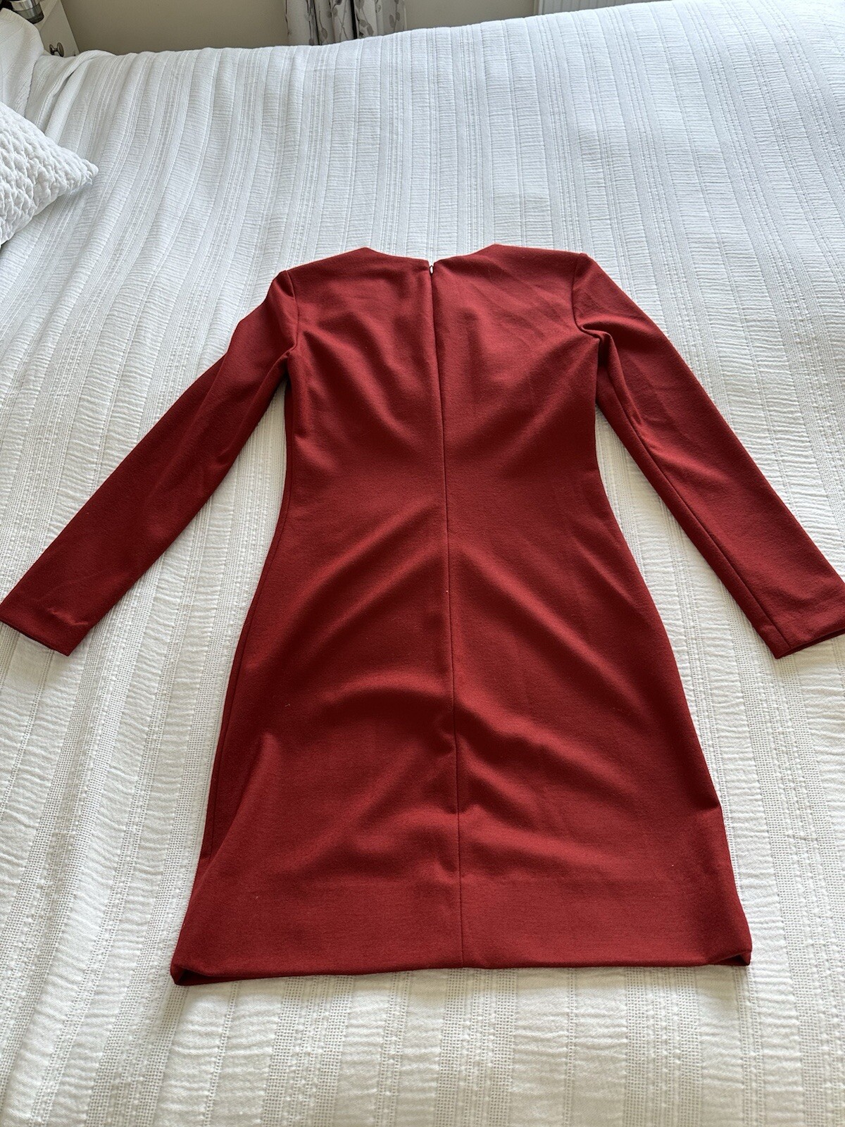 Diane Von Furstenberg Red Wool Blend Long Sleeve Shift Dress UK Size 6 Smart