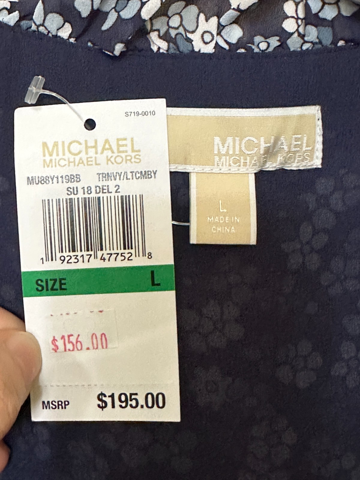 Michael Kors Floral Tiered Midi Dress Size L NWT Navy Blue Ruffle Chiffon Lined