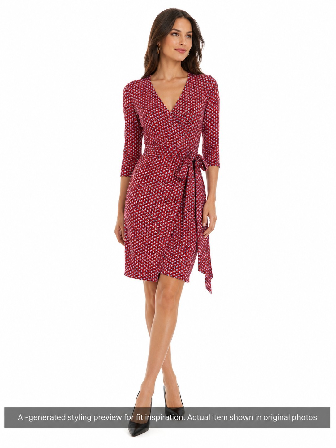Diane Von Furstenberg DVF New Julian Two Star Geo Cherry Wrap Dress Red S NWOT