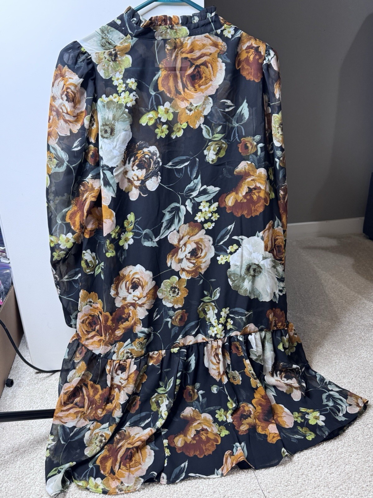 Maia Womens Multicolor Floral Long Sleeve Knee Length Fit & Flare Dress Size 8