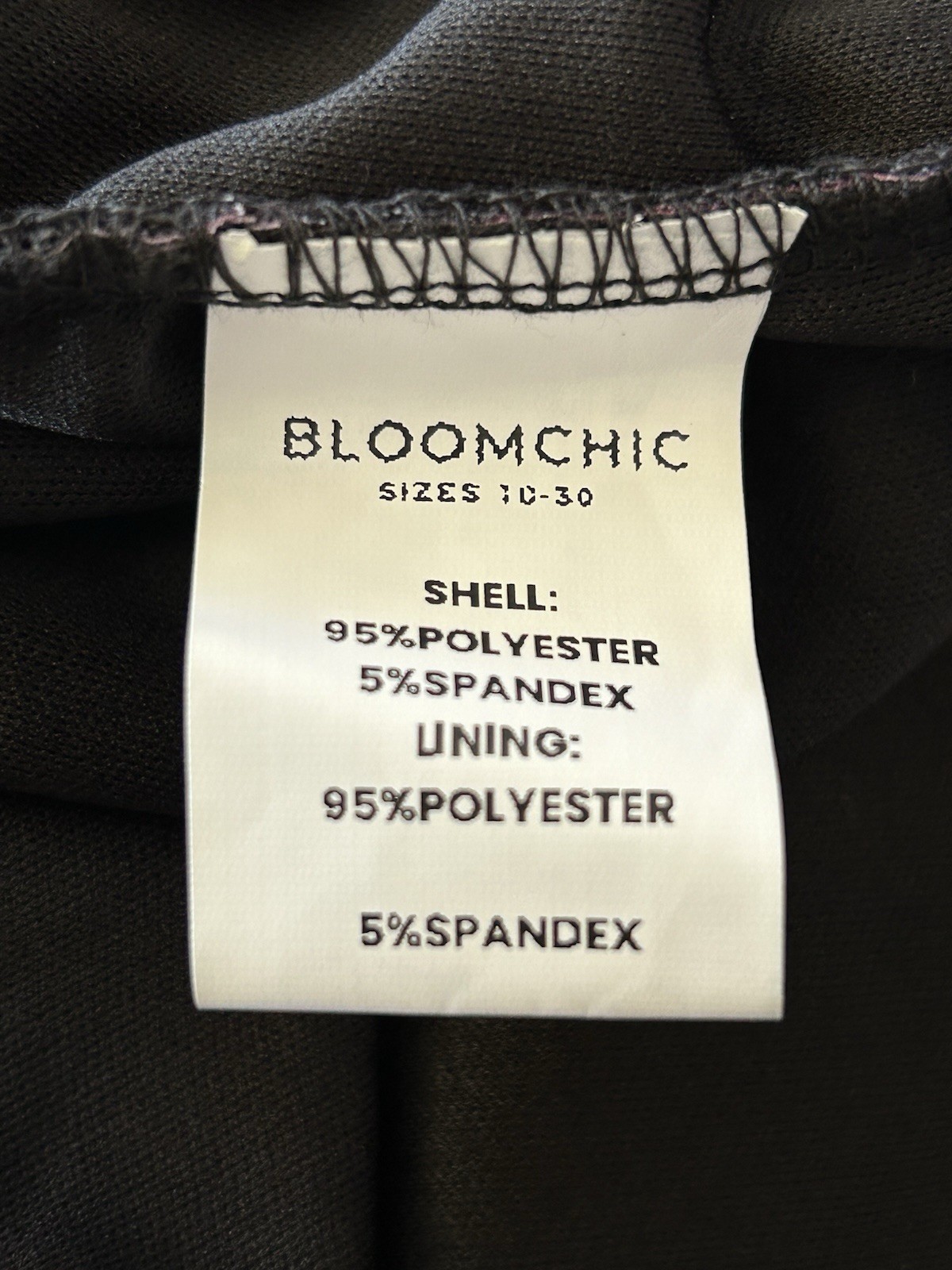 Bloomchic Black Sheer Mesh Lined Ruched Sides Stretch Dress Size 12