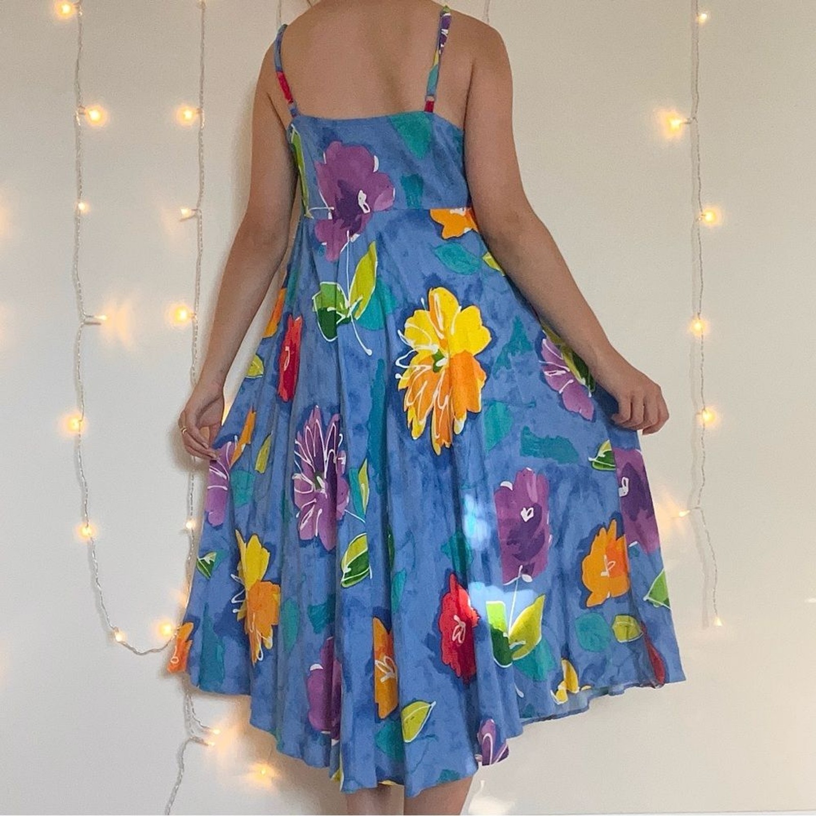 Gorgeous bright colored large print floral summer dress