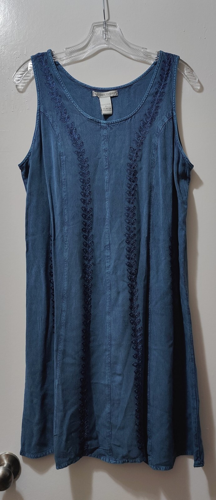 Cute Options Women’s Blue Embroidered Sleeveless Dress Size XL