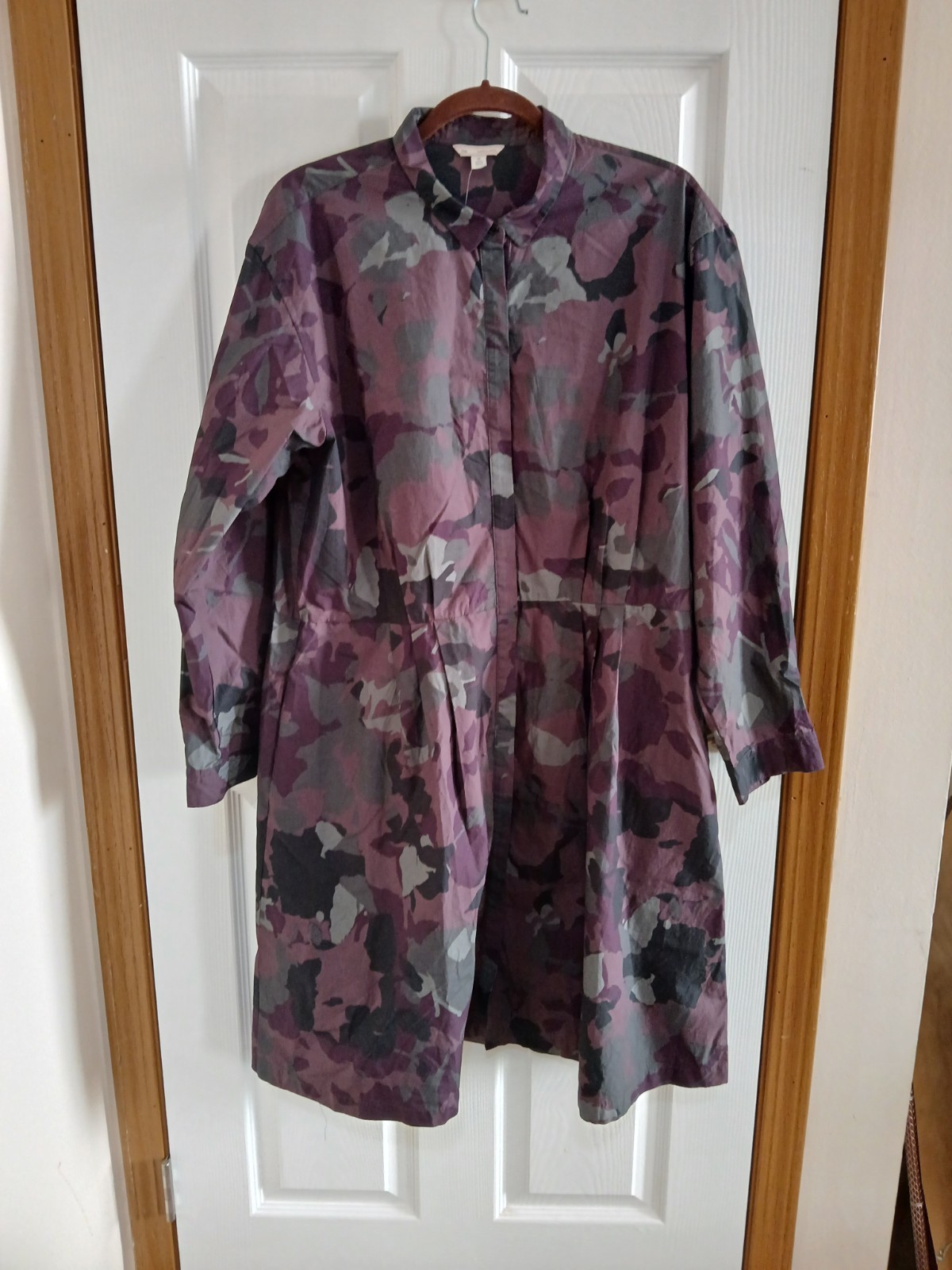 NWT Gap Floral Camoflauge Shirt Dress Button Down Sz 20 Camo Midi Poplin Cotton