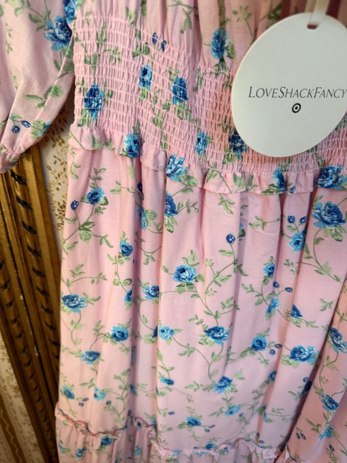 NWT LoveShackFancy x Target Sabine Pink Floral Maxi Dress Cotton Ruffle XXS P