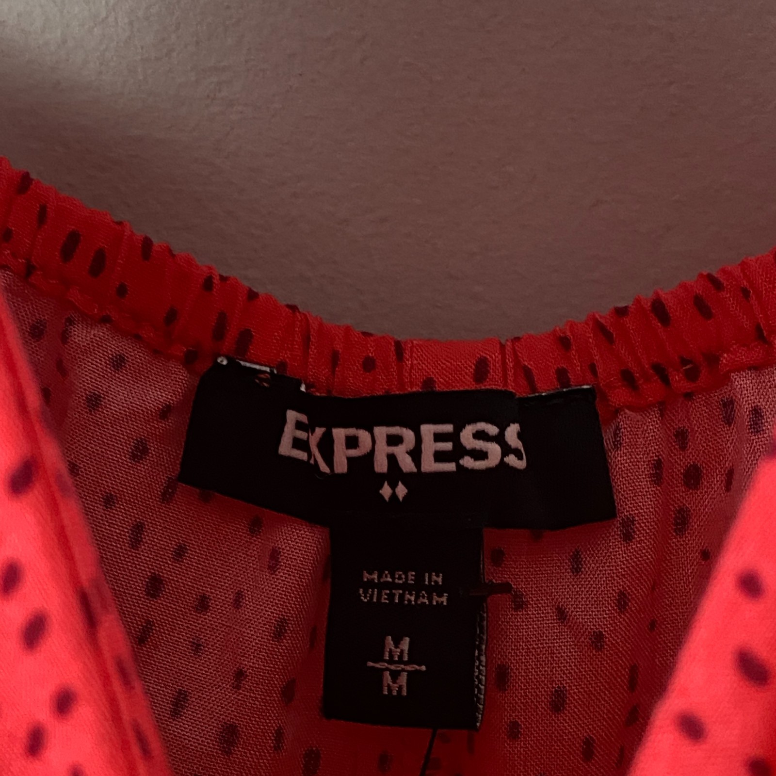 Express Ruffle Maxi Dress Size Medium Hi Low Hem Red Black Polka Dot