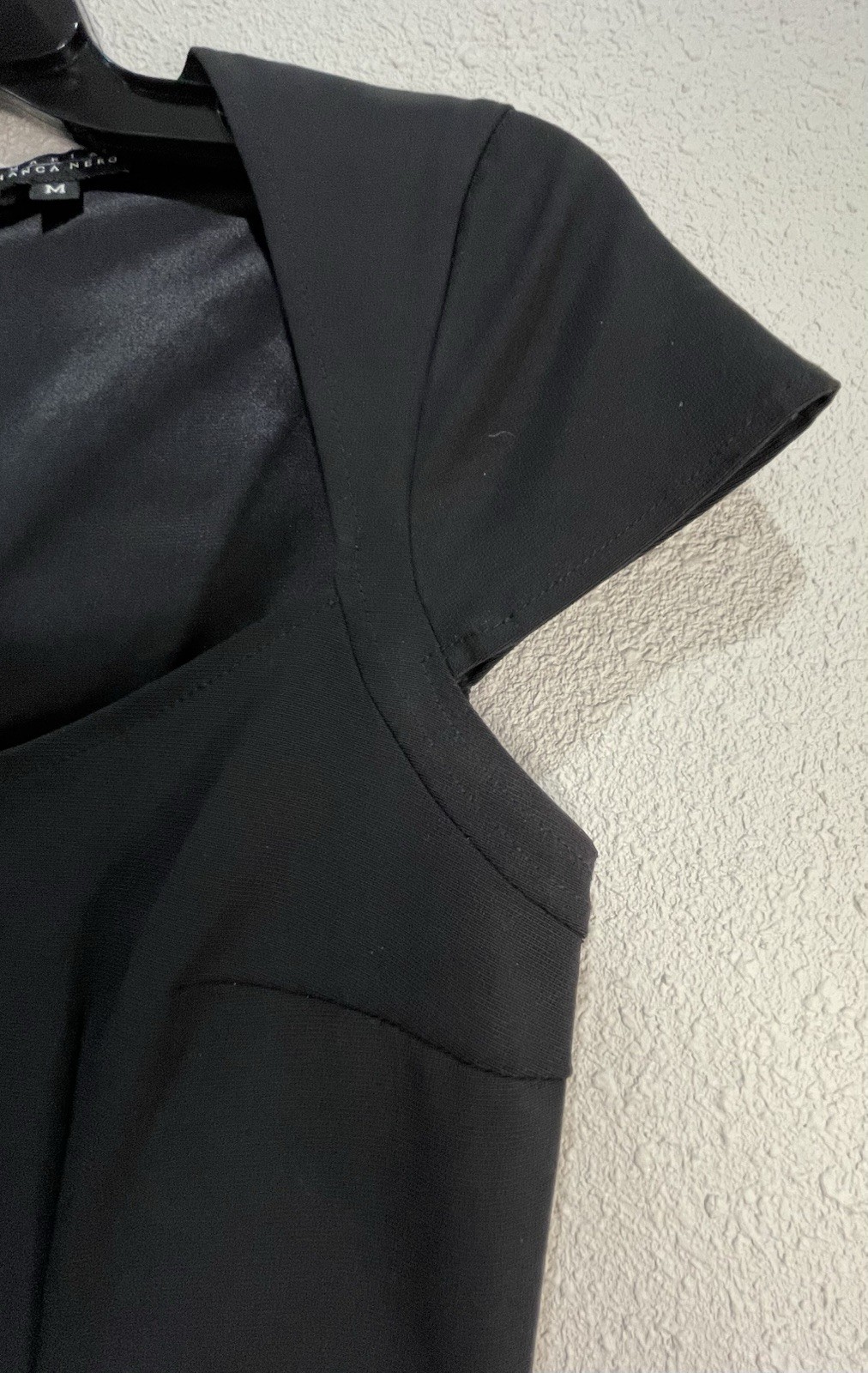 Maria Bianca Nero Womens Black Scoop Neck Cap Sleeve Bodycon Dress Size Medium