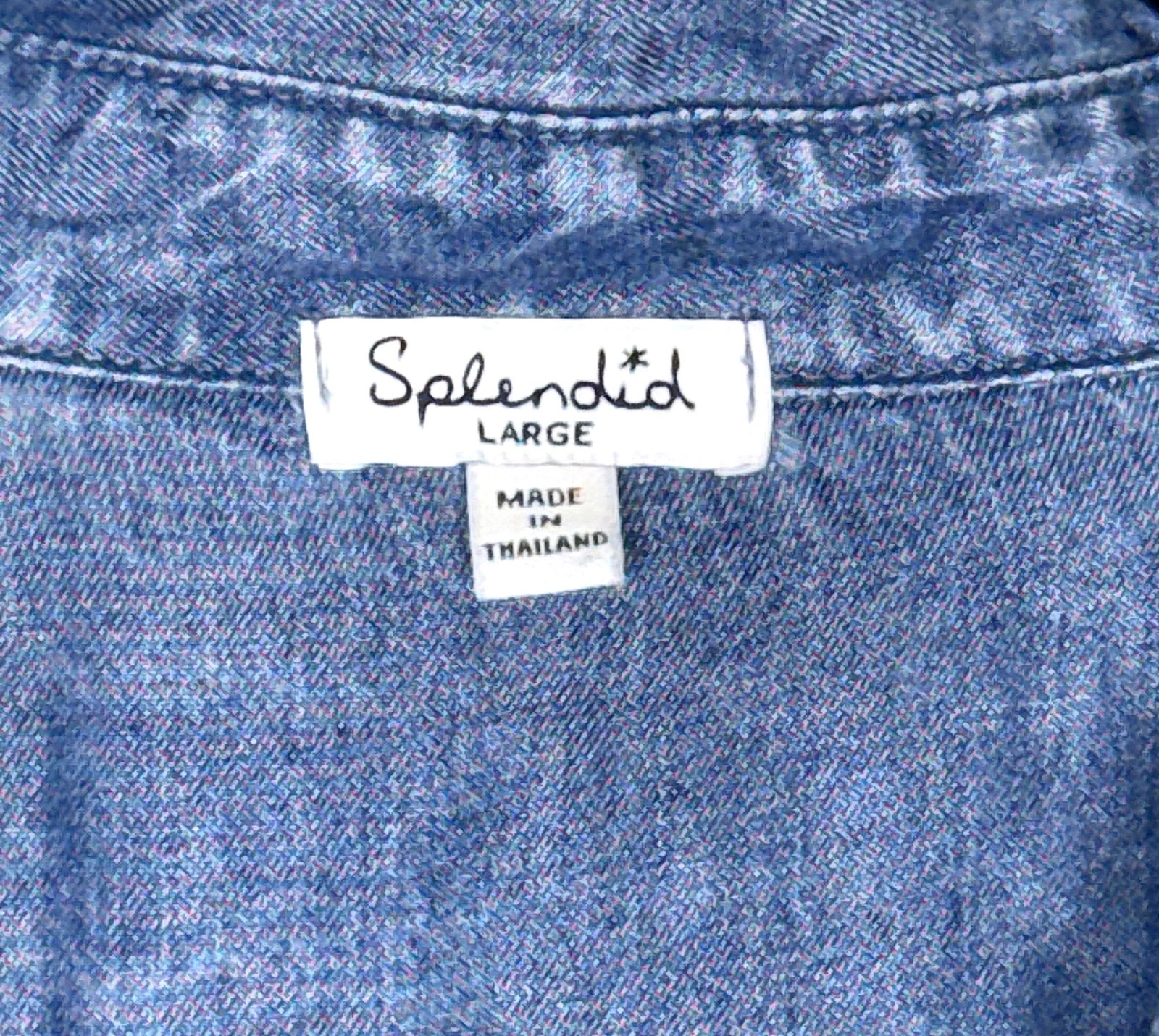 Splendid Blue Chambray Denim Tencel Button-Up Back Tie Roll Tab Shirt Dress L