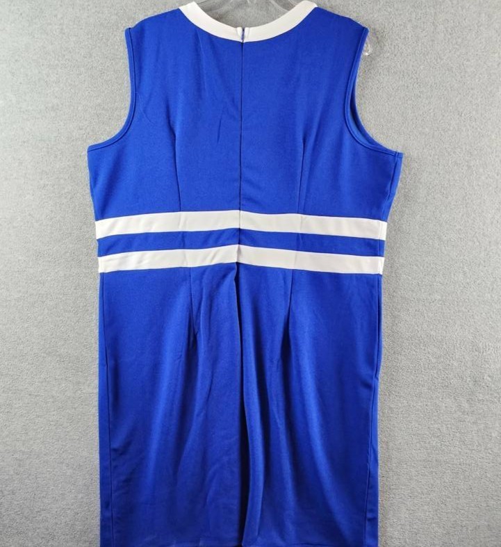 Ny Collection Plus Size Colorblocked Dress Women’s 18W Sapphire White Sleeveless