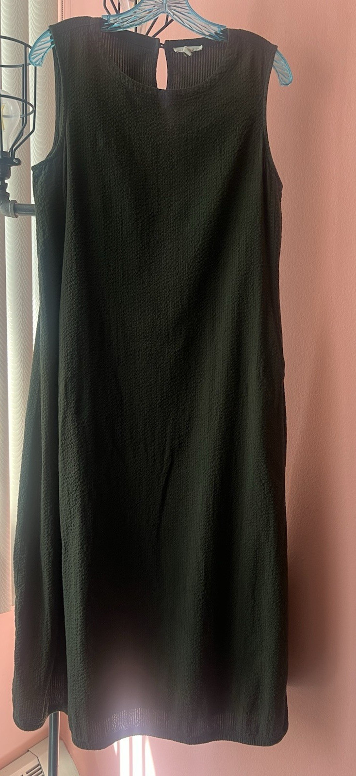 Eileen Fisher Organic Cotton Ripple Lantern Dress Women’s S Olive Green