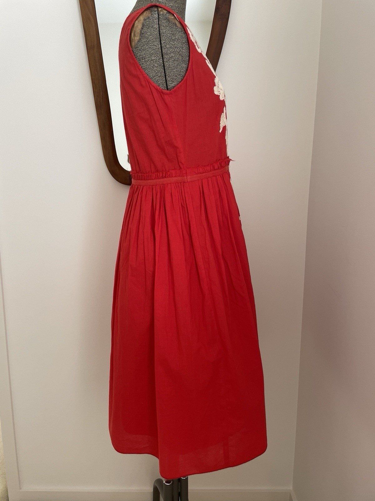Husk Red Mexican Embroidered Boho Dress