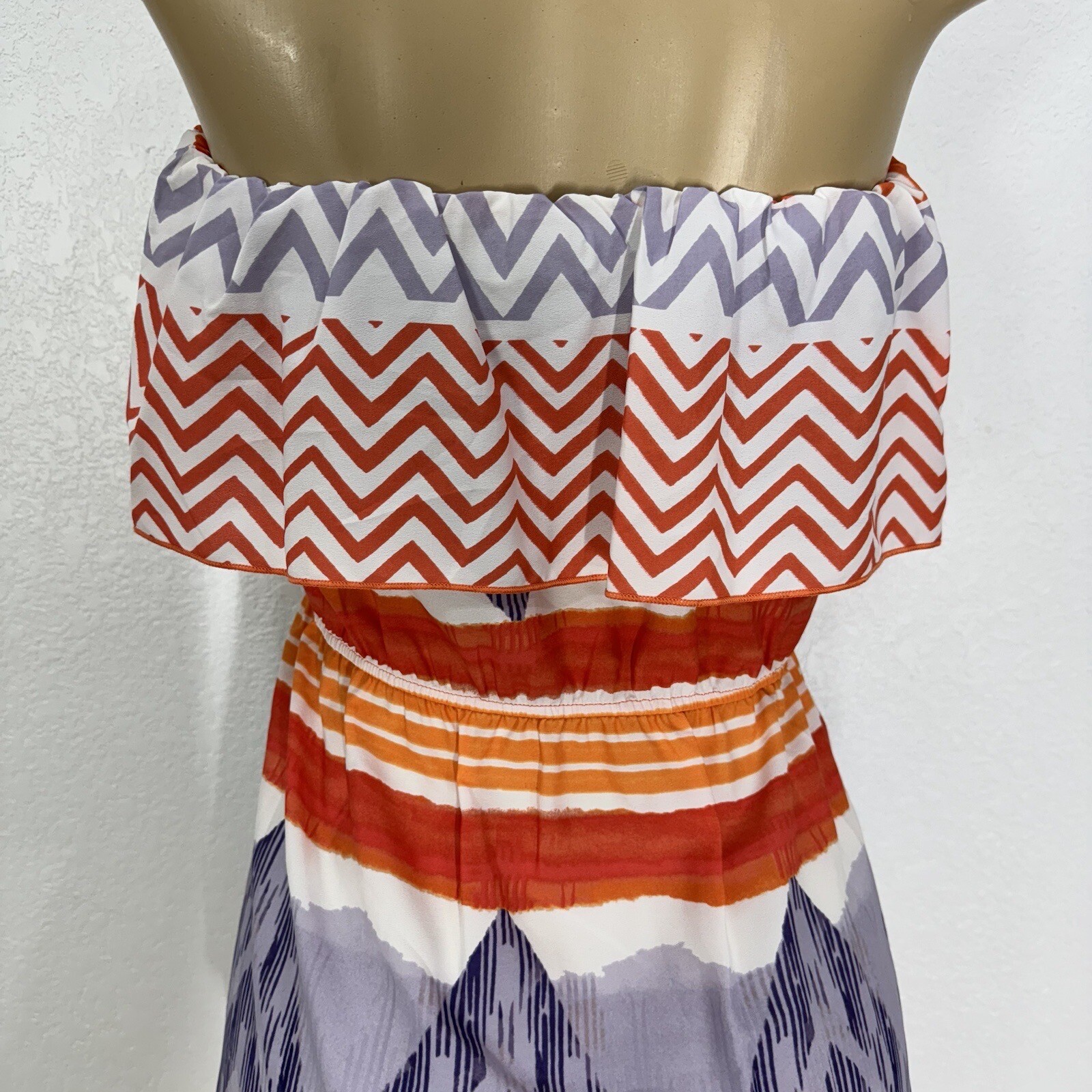 GLAM Polyester Light Weight Off The Shoulder Sun Dress Womens Size S Casual New