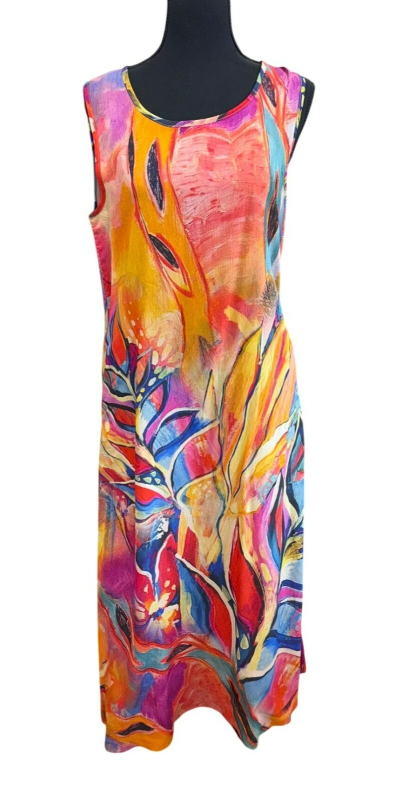 Colorful Abstract Sleeveless Maxi Dress By Radzoli Artsy Retro Pockets Boho