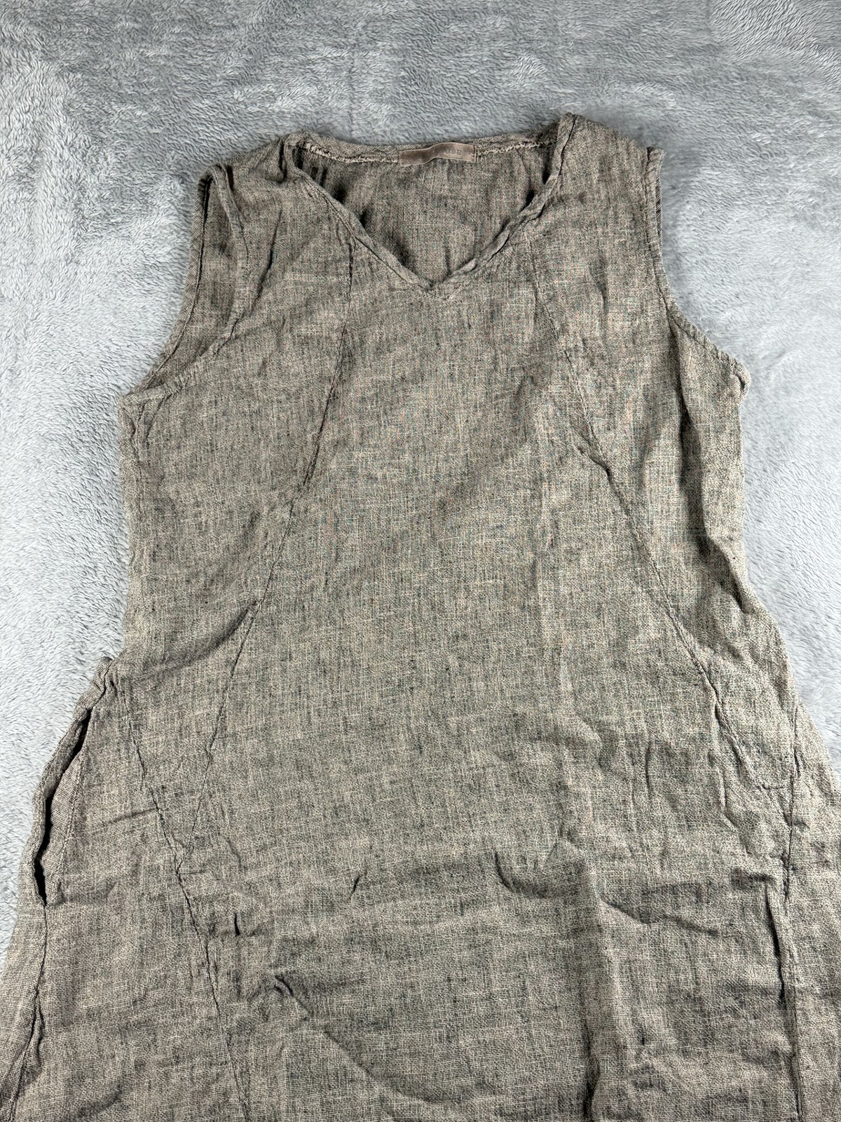Cut Loose Dress Womens Small Linen Sleeveless Asymmetrical Lagenlook Pockets USA
