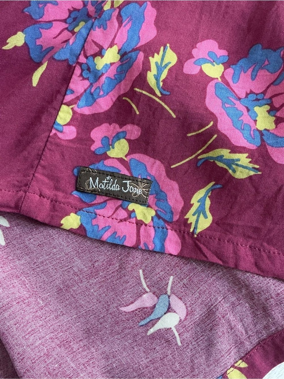 Matilda Jane Burgundy Art Class Floral Boho Mini Dress Size Small (S)